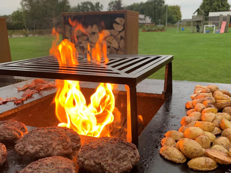 BBQ Feuerstelle CUBY verzinkter Stahl 80 x 80 x 40 cm