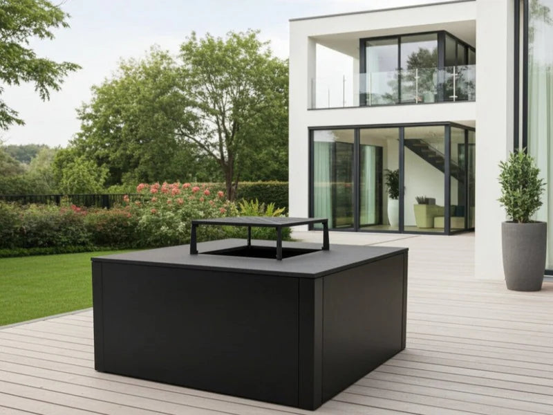 BBQ Feuerstelle Grill CUBY schwarz 80 x 80 x 40 cm