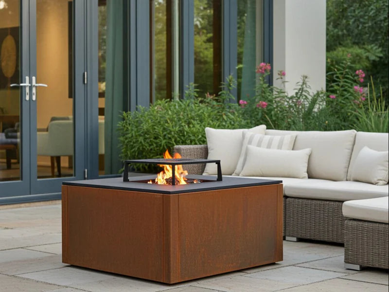 BBQ Feuerstelle Grill CUBY Cortenstahl 80 x 80 x 40 cm