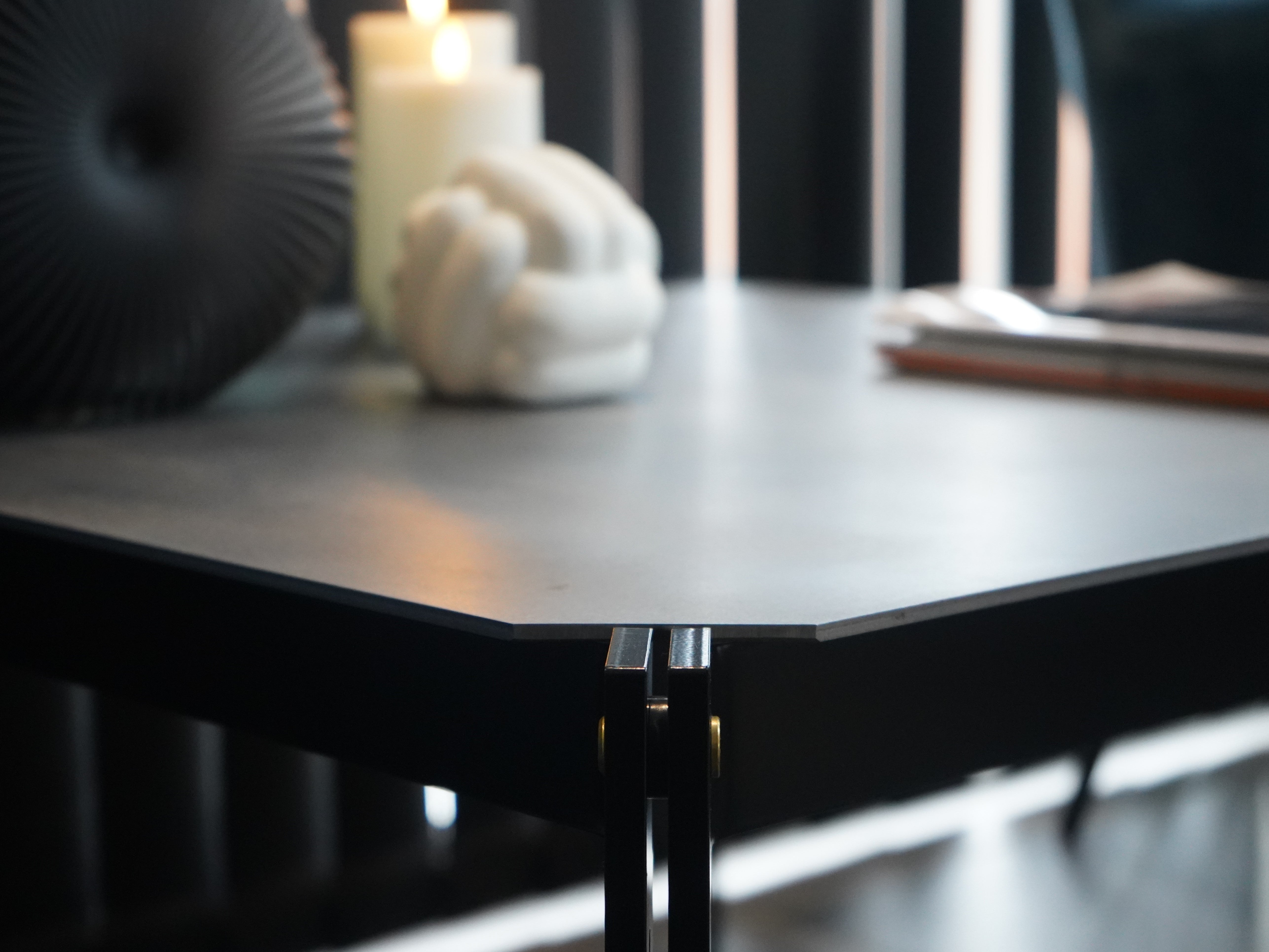 A tabletop made of raw steel