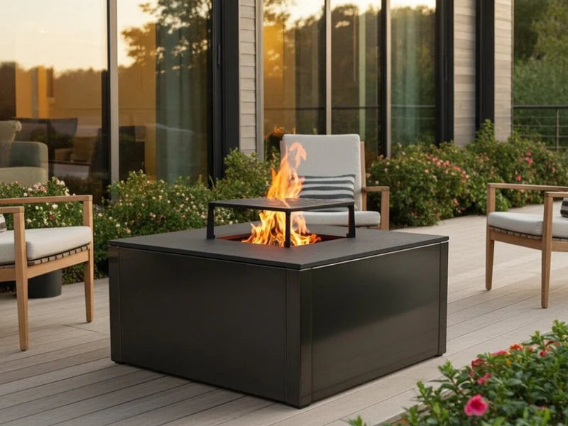 BBQ Feuerstelle Grill CUBY schwarz 80 x 80 x 40 cm