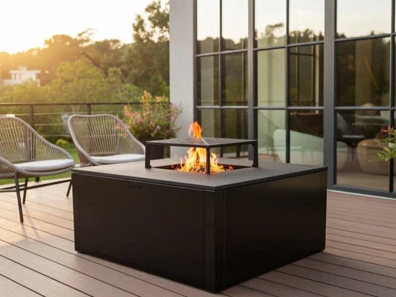 BBQ Feuerstelle Grill CUBY schwarz 80 x 80 x 40 cm