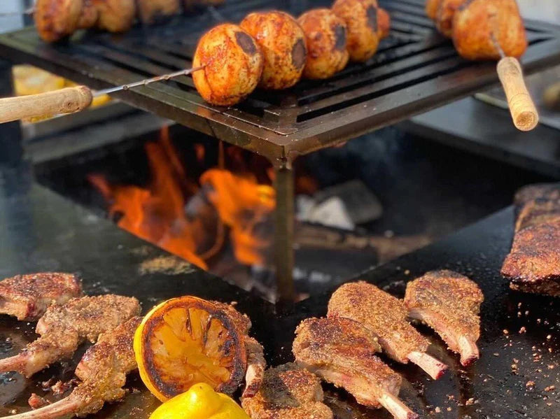 BBQ Feuerstelle Grill CUBY schwarz 80 x 80 x 40 cm