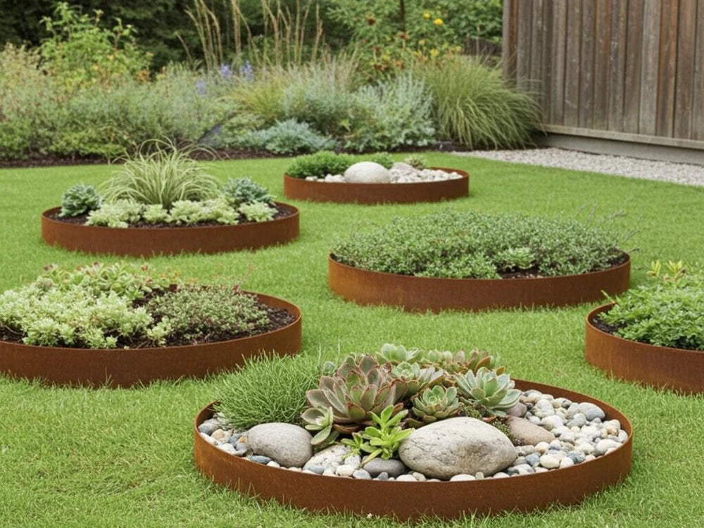 Beeteinfassung aus Cortenstahl von byJEMA nach Maß für modernes Gartenbeet