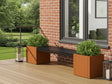 CUBY Bankset aus Cortenstahl mit Pflanzkästen auf Terrasse