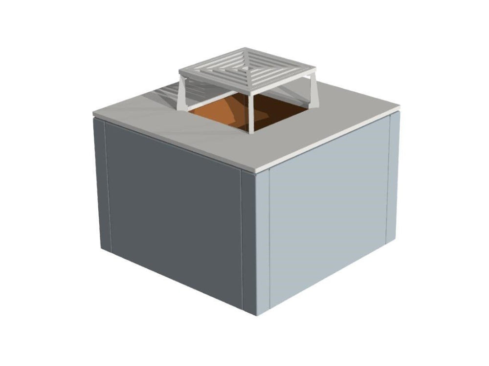 3D Darstellung des CUBY Feuergrills aus verzinktem Stahl