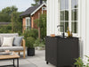 CUBY Spülmodul aus schwarz lackiertem Stahl auf moderner Terrasse