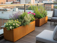 CUBY Pflanzkasten aus Cortenstahl mit Blumen auf Balkon