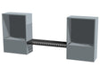 3D-Darstellung von Holzmodulen aus verzinktem Stahl mit verbindender Sitzbank