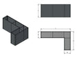 L-förmiger Pflanzkübel aus verzinktem Stahl mit modularer Konstruktion nach Maß