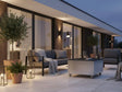 Loungetisch aus verzinktem Stahl mit Rädern