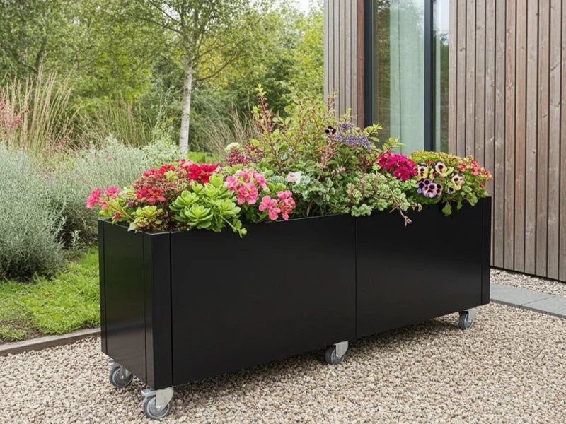 mobiler-pflanzkasten-schwarzstahl-blumen-rollen