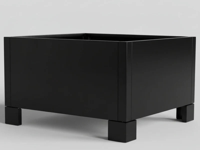 Füße für Pflanzkästen und Feuergrill aus schwarz lackiertem Stahl