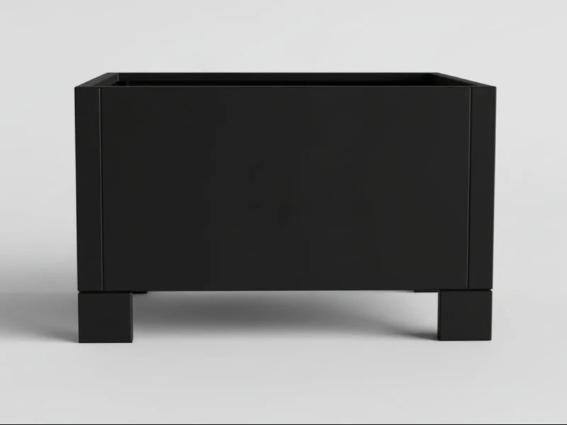 Füße für Pflanzkästen und Feuergrill aus schwarz lackiertem Stahl